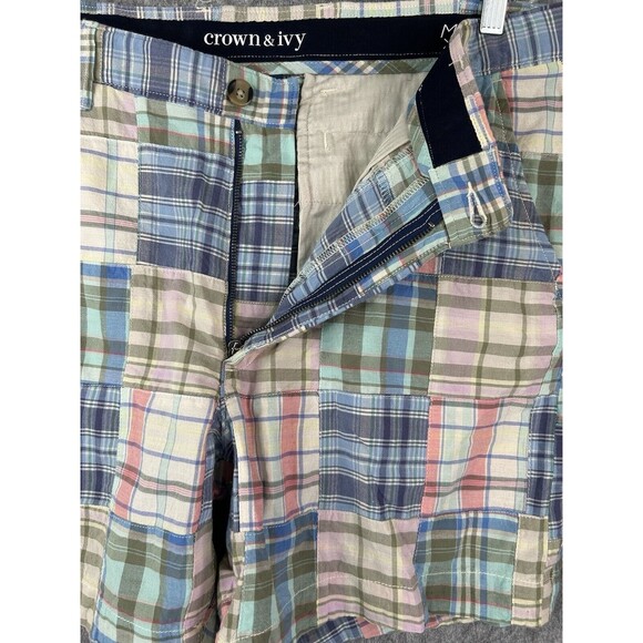 Crown & Ivy Motion Flex Patchwork Shorts Men's 36 Stretch Plaid - Picture 2 of 10